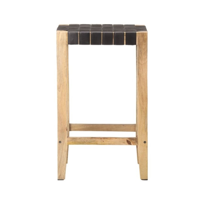 Tabourets de bar 2 pcs Noir Cuir véritable 75 cm