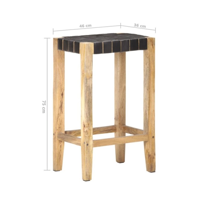 Tabourets de bar 2 pcs Noir Cuir véritable 75 cm