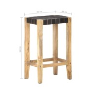 Tabourets de bar 2 pcs Noir Cuir véritable 75 cm