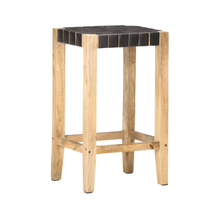 Tabourets de bar 2 pcs Noir Cuir véritable 75 cm