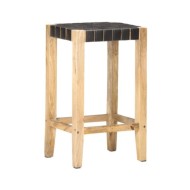 Tabourets de bar 2 pcs Noir Cuir véritable 75 cm