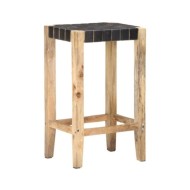 Tabourets de bar 2 pcs Noir Cuir véritable 75 cm