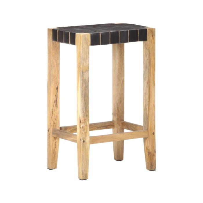 Tabourets de bar 2 pcs Noir Cuir véritable 75 cm