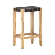 Tabourets de bar 2 pcs Noir Cuir véritable 75 cm