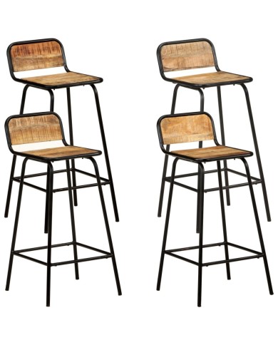 Chaises de bar 4 pcs Bois de manguier solide
