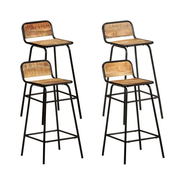 Chaises de bar 4 pcs Bois de manguier solide