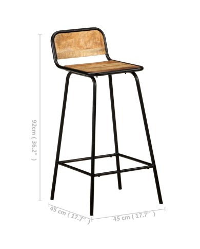 Chaises de bar 4 pcs Bois de manguier solide