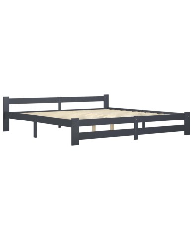Cadre de lit Gris foncé Bois de pin massif 200x200 cm