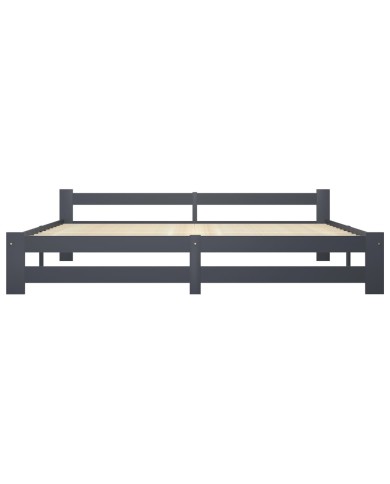 Cadre de lit Gris foncé Bois de pin massif 200x200 cm