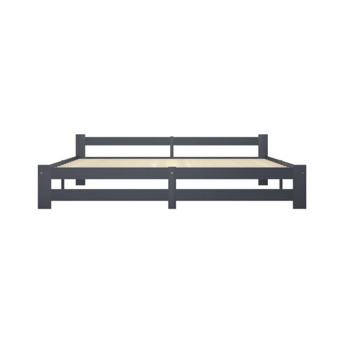 Cadre de lit Gris foncé Bois de pin massif 200x200 cm