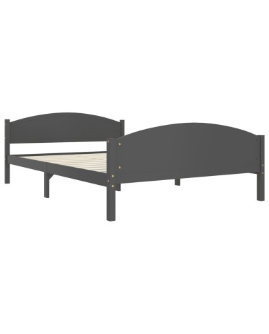 Cadre de lit Gris foncé Bois de pin massif 160x200 cm