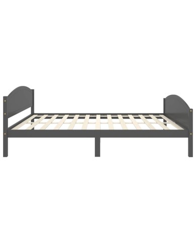 Cadre de lit Gris foncé Bois de pin massif 160x200 cm