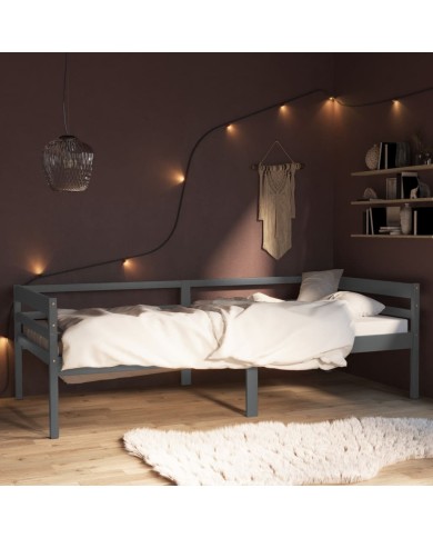 Cadre de lit Gris foncé Bois de pin massif 90x200 cm