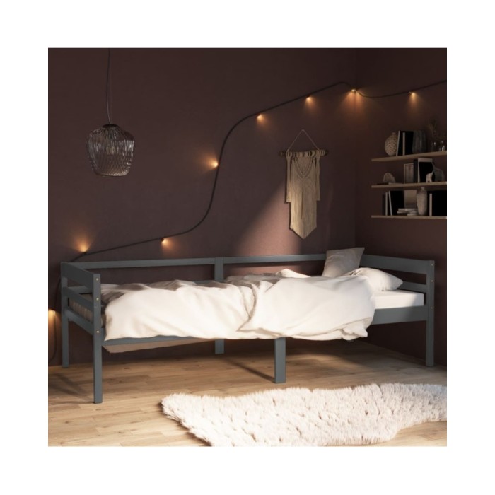 Cadre de lit Gris foncé Bois de pin massif 90x200 cm