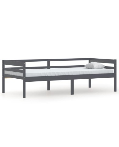 Cadre de lit Gris foncé Bois de pin massif 90x200 cm