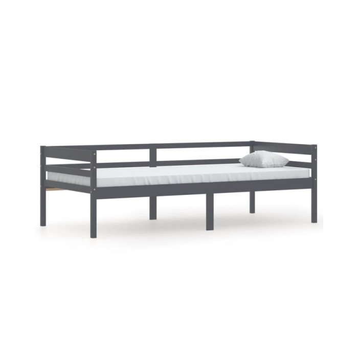 Cadre de lit Gris foncé Bois de pin massif 90x200 cm