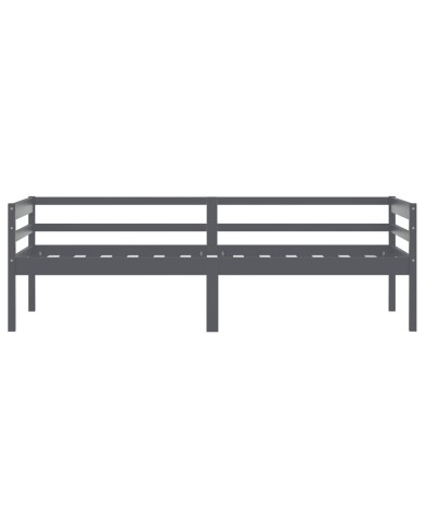 Cadre de lit Gris foncé Bois de pin massif 90x200 cm