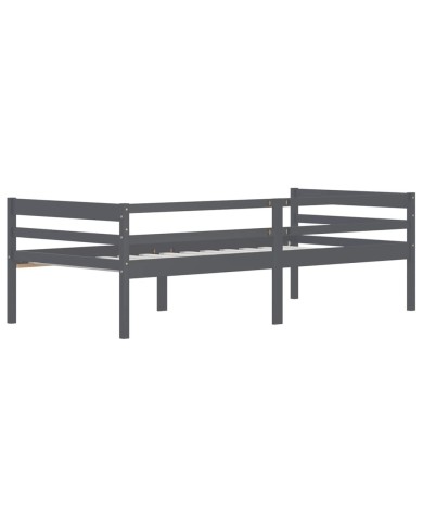Cadre de lit Gris foncé Bois de pin massif 90x200 cm