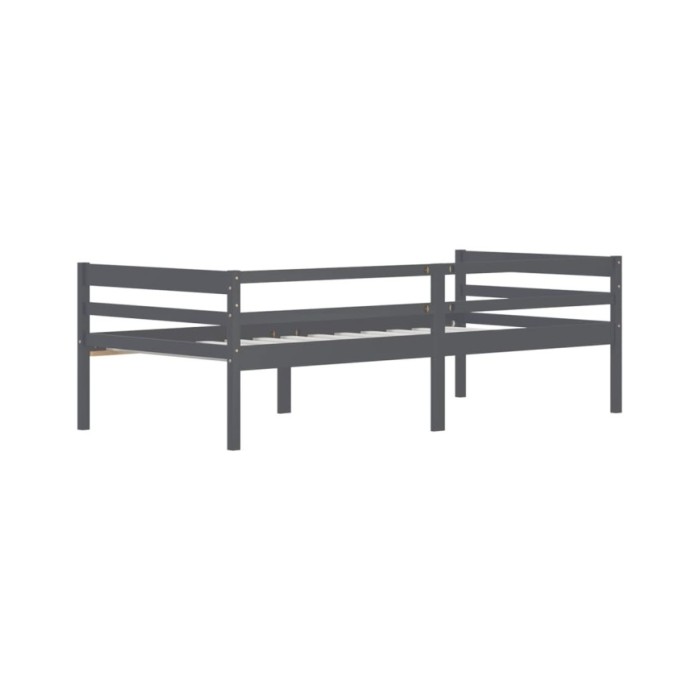 Cadre de lit Gris foncé Bois de pin massif 90x200 cm