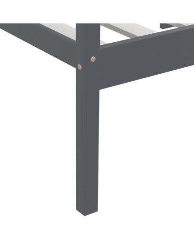 Cadre de lit Gris foncé Bois de pin massif 90x200 cm