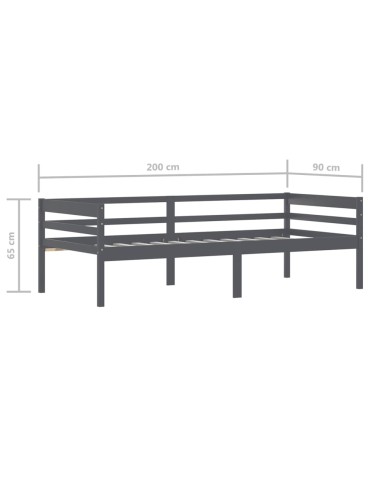 Cadre de lit Gris foncé Bois de pin massif 90x200 cm