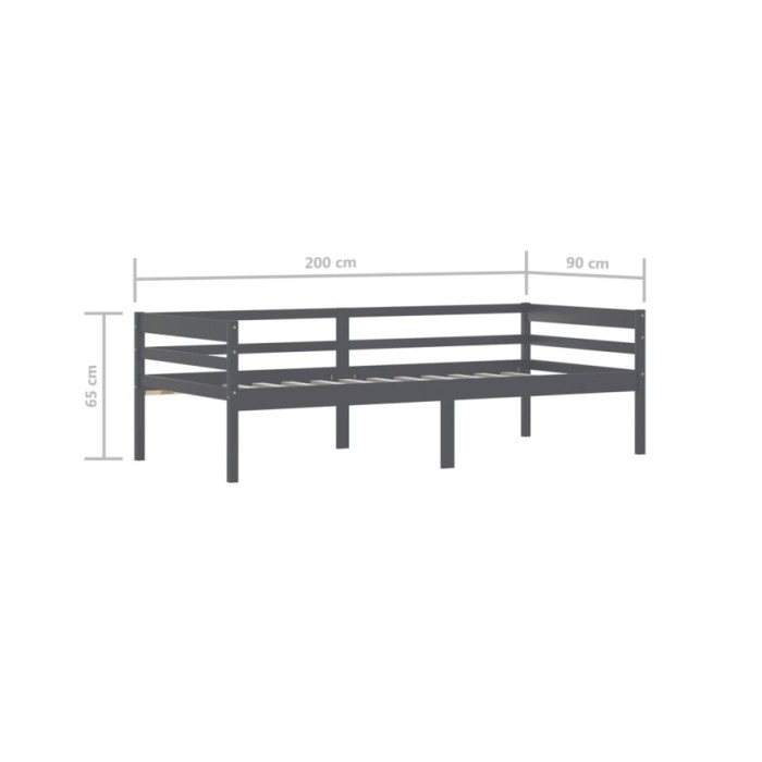 Cadre de lit Gris foncé Bois de pin massif 90x200 cm