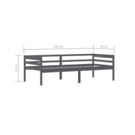 Cadre de lit Gris foncé Bois de pin massif 90x200 cm