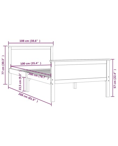Cadre de lit Bois de pin massif 100x200 cm