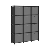 Étagère à 12 cubes avec boîtes Noir 103x30x141 cm Tissu