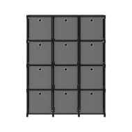 Étagère à 12 cubes avec boîtes Noir 103x30x141 cm Tissu