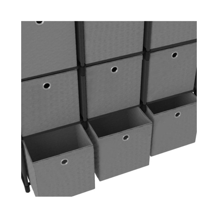 Étagère à 12 cubes avec boîtes Noir 103x30x141 cm Tissu