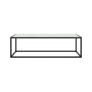Table basse Noir avec verre marbre blanc 120x50x35 cm