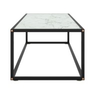 Table basse Noir avec verre marbre blanc 120x50x35 cm