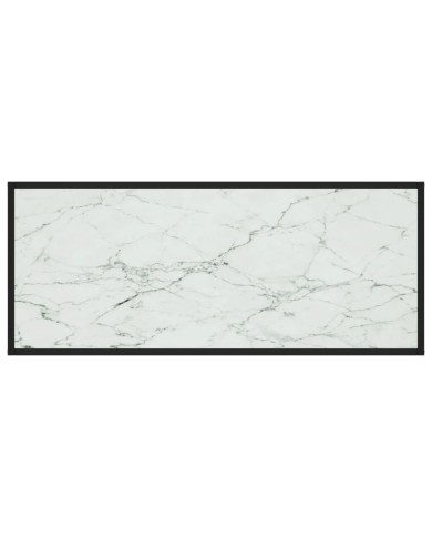 Table basse Noir avec verre marbre blanc 120x50x35 cm