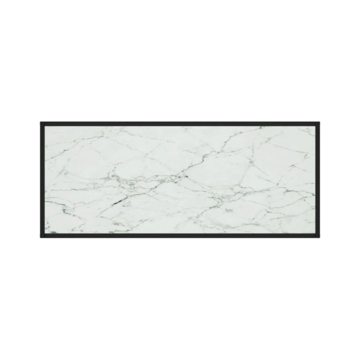 Table basse Noir avec verre marbre blanc 120x50x35 cm