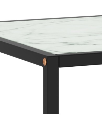 Table basse Noir avec verre marbre blanc 120x50x35 cm