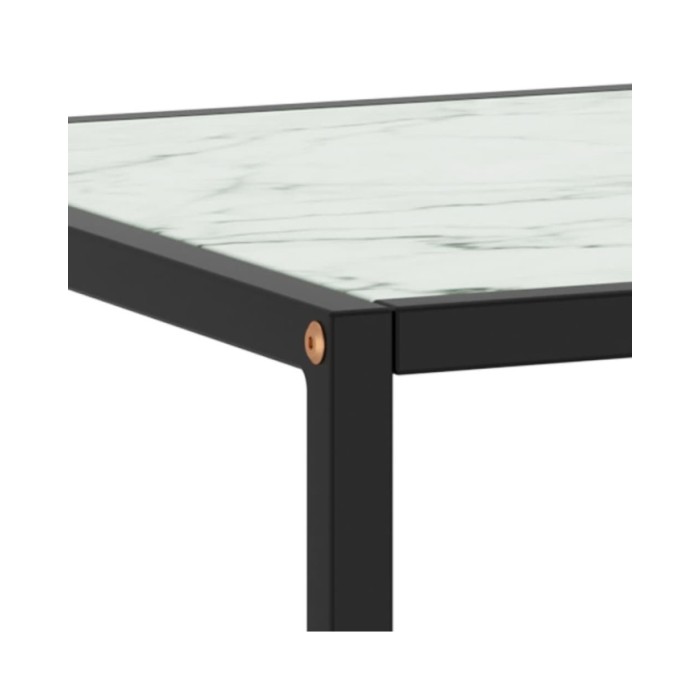 Table basse Noir avec verre marbre blanc 120x50x35 cm