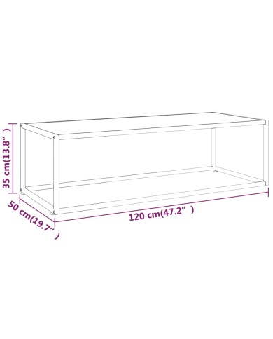 Table basse Noir avec verre marbre blanc 120x50x35 cm