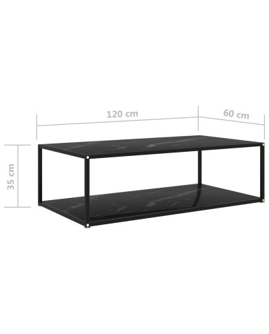 Table basse Noir 120x60x35 cm Verre trempé