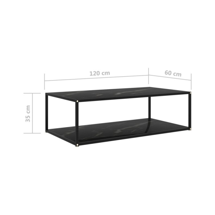 Table basse Noir 120x60x35 cm Verre trempé