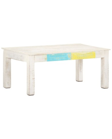 Table basse Blanc 110x60x45 cm Bois de manguier massif