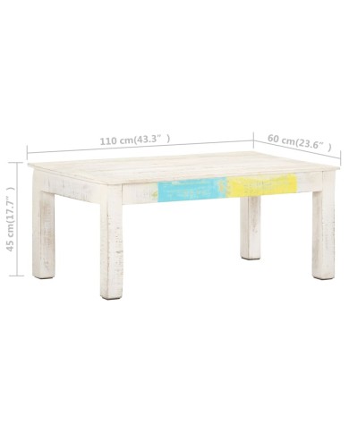 Table basse Blanc 110x60x45 cm Bois de manguier massif