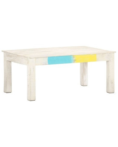 Table basse Blanc 110x60x45 cm Bois de manguier massif