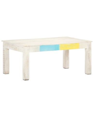 Table basse Blanc 110x60x45 cm Bois de manguier massif