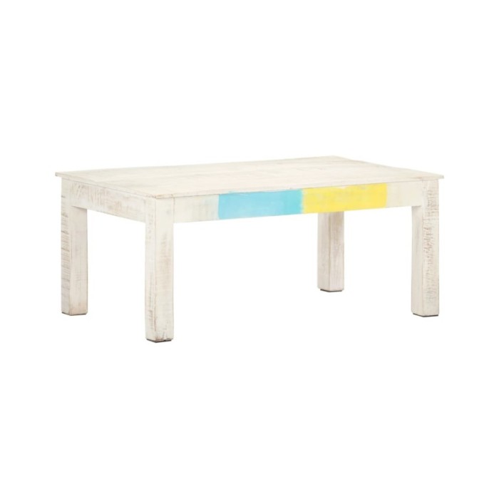 Table basse Blanc 110x60x45 cm Bois de manguier massif