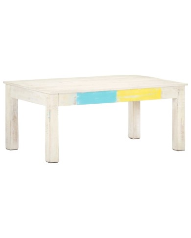 Table basse Blanc 110x60x45 cm Bois de manguier massif