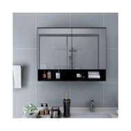 Armoire à miroir de salle de bain LED Noir 80x15x60 cm MDF