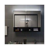Armoire à miroir de salle de bain LED Noir 80x15x60 cm MDF