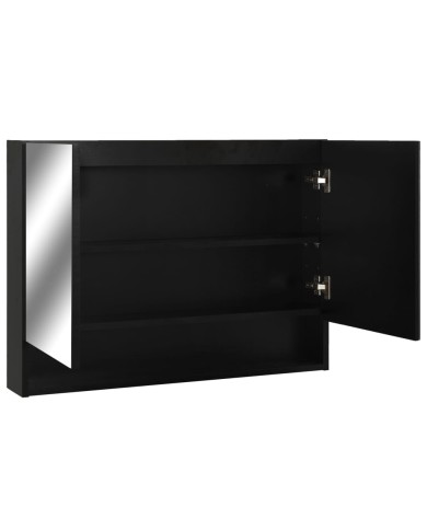 Armoire à miroir de salle de bain LED Noir 80x15x60 cm MDF