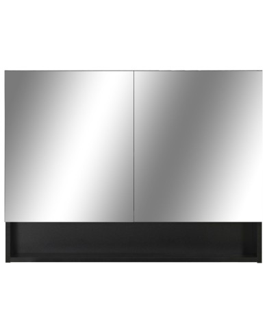 Armoire à miroir de salle de bain LED Noir 80x15x60 cm MDF